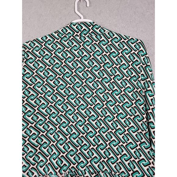 INTEMPO Green Geometric LS Tie Front Wrap Blouse Women's Plus 3X - Picture 7 of 12